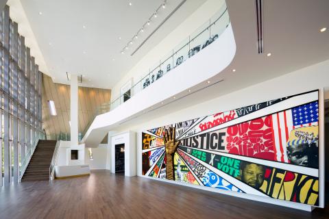 Inside the atrium at the National Center for Civil and Human Rights in Atlanta, Georgia