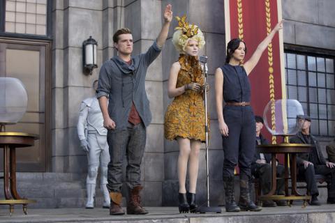 Tributes with Effie in The Hunger Games: Catching Fire