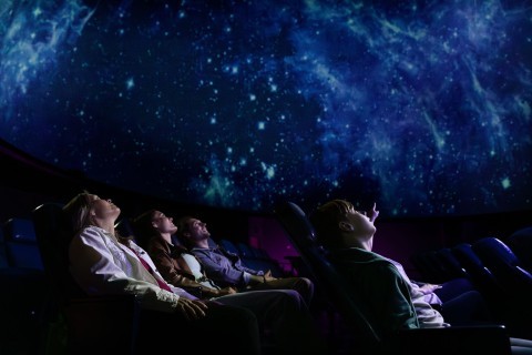 People watching a planetarium show at Tellus Science Museum in Cartersville, Georgia