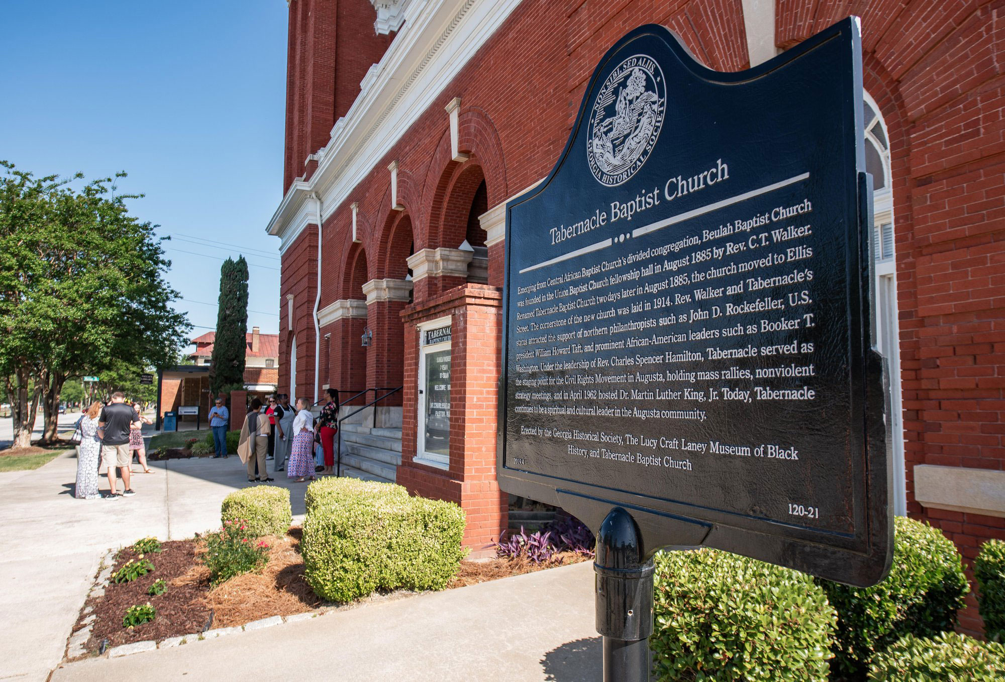 Historical sign at Tabernacle Baptist Church in Augusta, Georgia