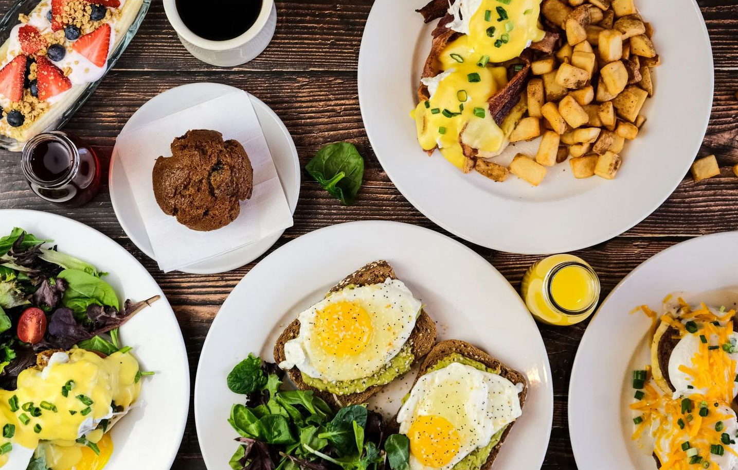 Eggs, potatoes, a muffin and more breakfast items at Two Eggs restaurant