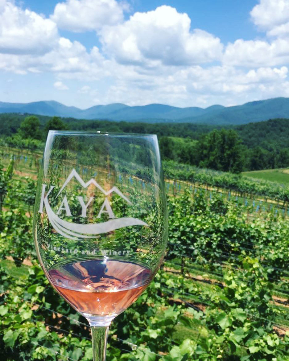 Wine at Kaya Vineyard & Winery in Dahlonega, Georgia