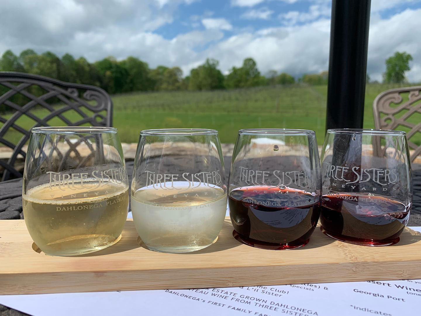 Wine at Three Sisters Vineyards in Dahlonega, Georgia